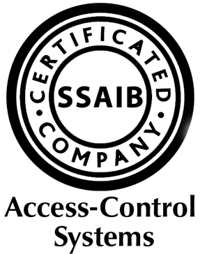 SSAB Certificated Company logo black png for access control systems